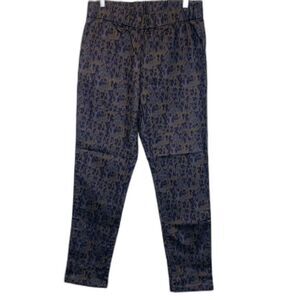 Soft Surroundings Leopard Print Cotton Pull-on Jeans‎ Gray Purple Medium